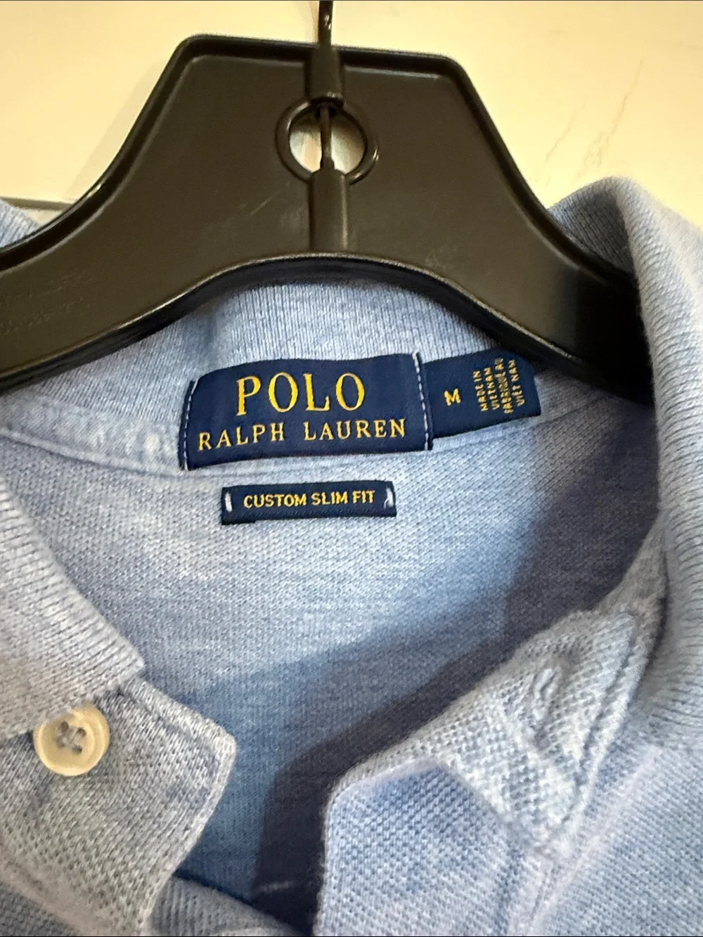 Ralph Lauren Men’s Heathered Sky Blue Polo with Navy Pony
